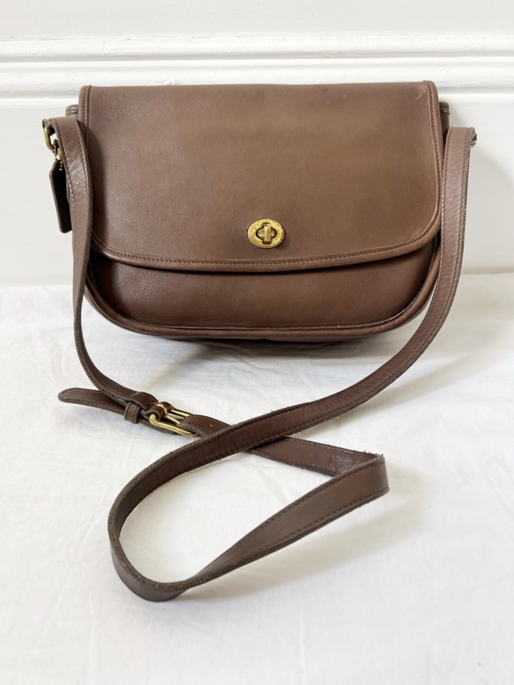 Vintage Coach 9790 Brown Leather Made in USA Crossbody Bag - Picture 1 of 7